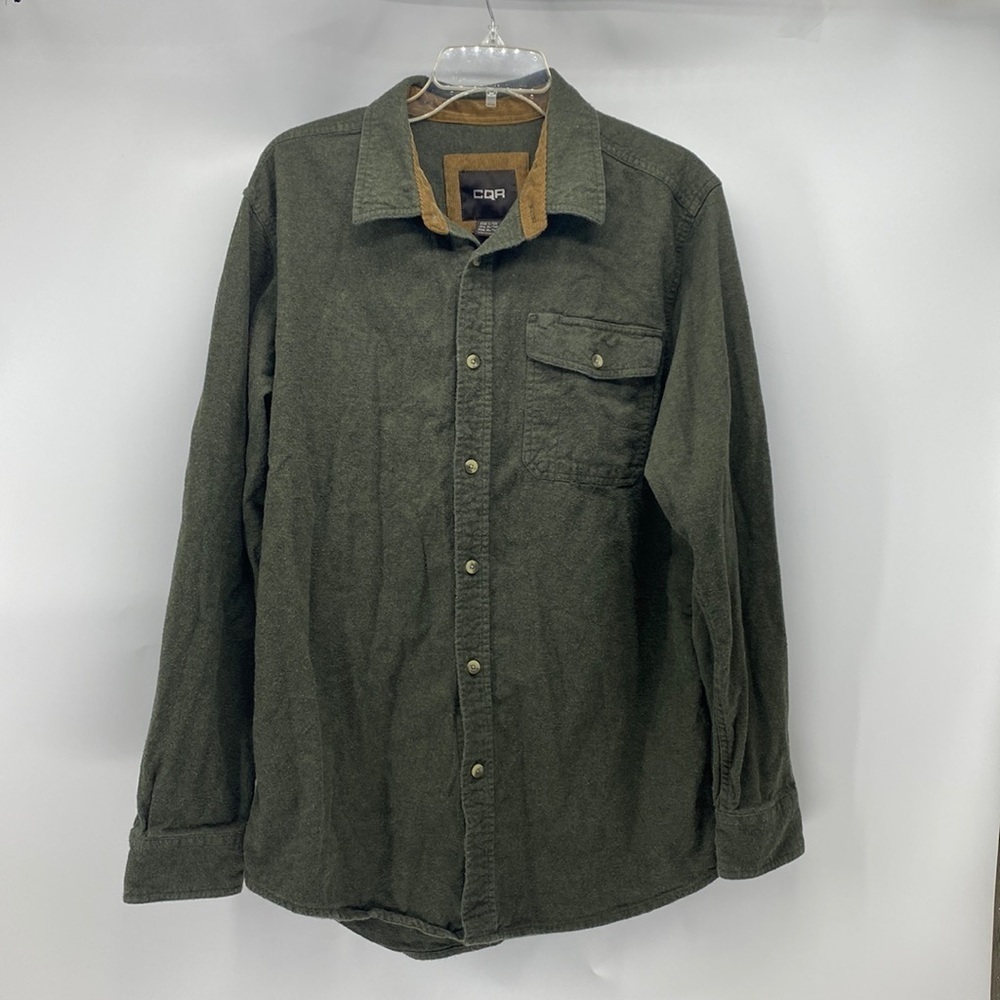 CQA cotton green button down casual outdoor everyday camping